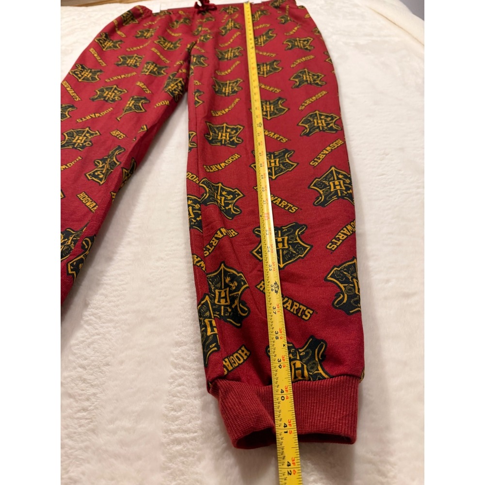 Harry Potter Hogwarts Red Sleep Pants Joggers Mens Large All Over Crest Print - Picture 6 of 7
